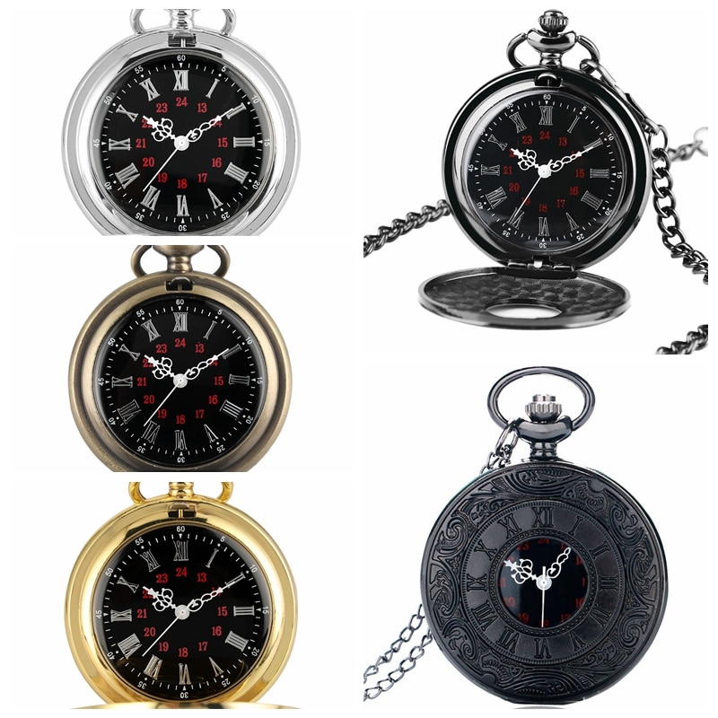 Antique rétro chiffre romain affichage Quartz montre de poche argent or collier pendentif horloge de noël pour hommes femmes