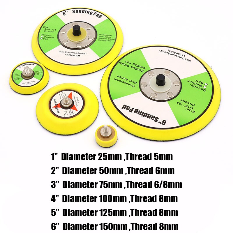 1-6 inch Polishing Sander Backer Plate Napping Hook Loop Sanding Disc Pad FivePears