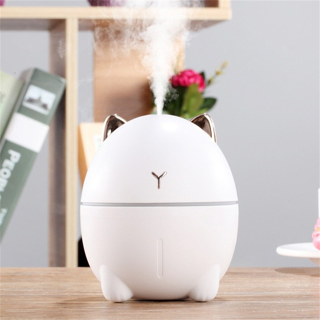 4 #200Ml Usb Luchtbevochtiger Aroma Diffuser Desktop Leuke Kat Water Mist Maker Nachtlampje Vocht Huishouden Kantoor luchtreiniger: White