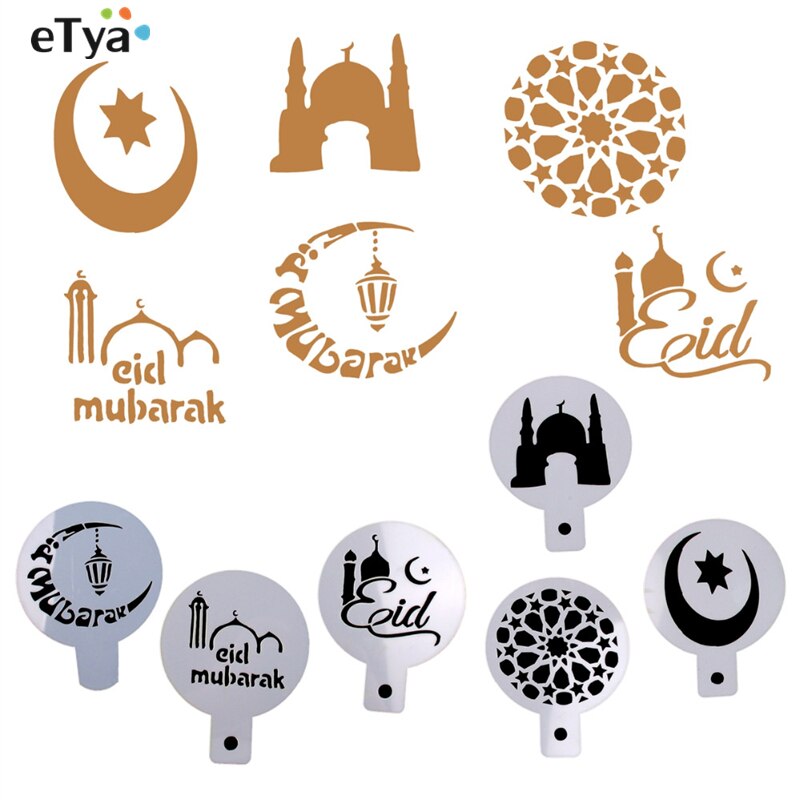 6 pièce/ensemble étoile lune EID café pochoirs mosquée Cookie EID moubarak Ramadan gâteau décoration outils moubarak musulman fête fournitures