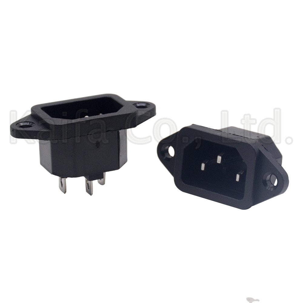 AC 250V 10A 3PCS 3P IEC320 C14 Male Plug Panel Power Inlet Sockets Connectors