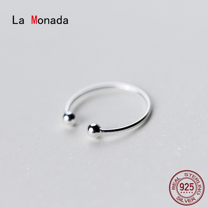 La Monada 46-50mm anelli moda donna donna vero anello in argento 925 per ragazze palla minimalista mezzo anello regolabile sul dito