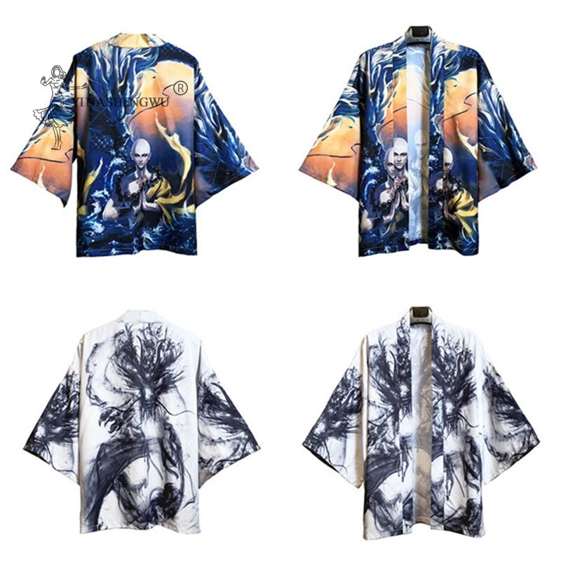 Japanse Yukata Stijl Kimono Kostuum Tops Mannen Vrouwen Jas Unisex Harajuku Samurai Japan Traditionele Haori Vest Kleding