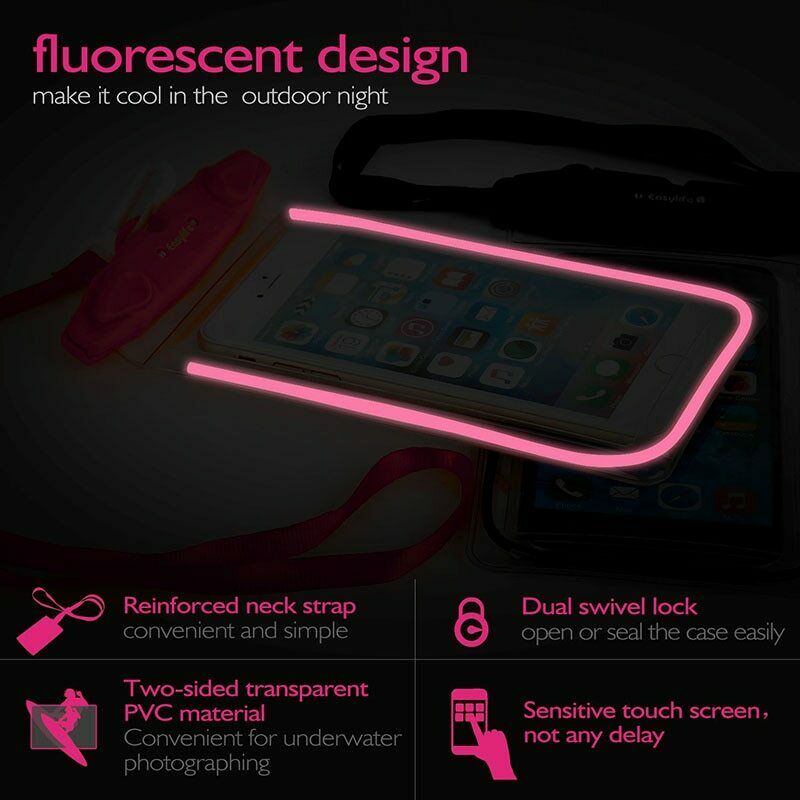 Été lumineux étanche poche natation Gadget plage sac sec housse de téléphone Camping ski support pour téléphone portable 3.5-6 pouces
