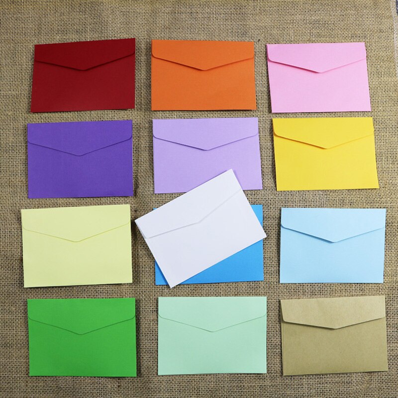 10 stuks/partij snoepkleurige mini-enveloppen, doe-het-zelf multifunctionele envelop van knutselpapier voor briefpapier, ansichtkaarten, schoolmateriaal