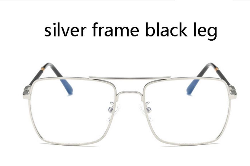 Luxe Vrouwen Vierkante Brillen Vintage Bril Optische Frame Goud Metalen Unisex Bril Clear Lens Bril Blauw Licht Bril: silver frame black l