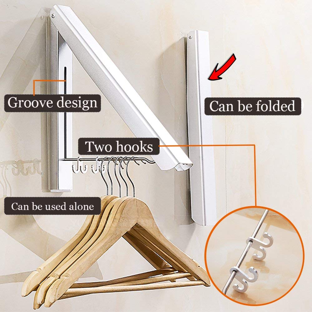 Colgador de ropa de pared portátil, tendedero plegable para exterior, telescópico para ropa, caballo, tendedero, balcón, gancho, varillas de riel