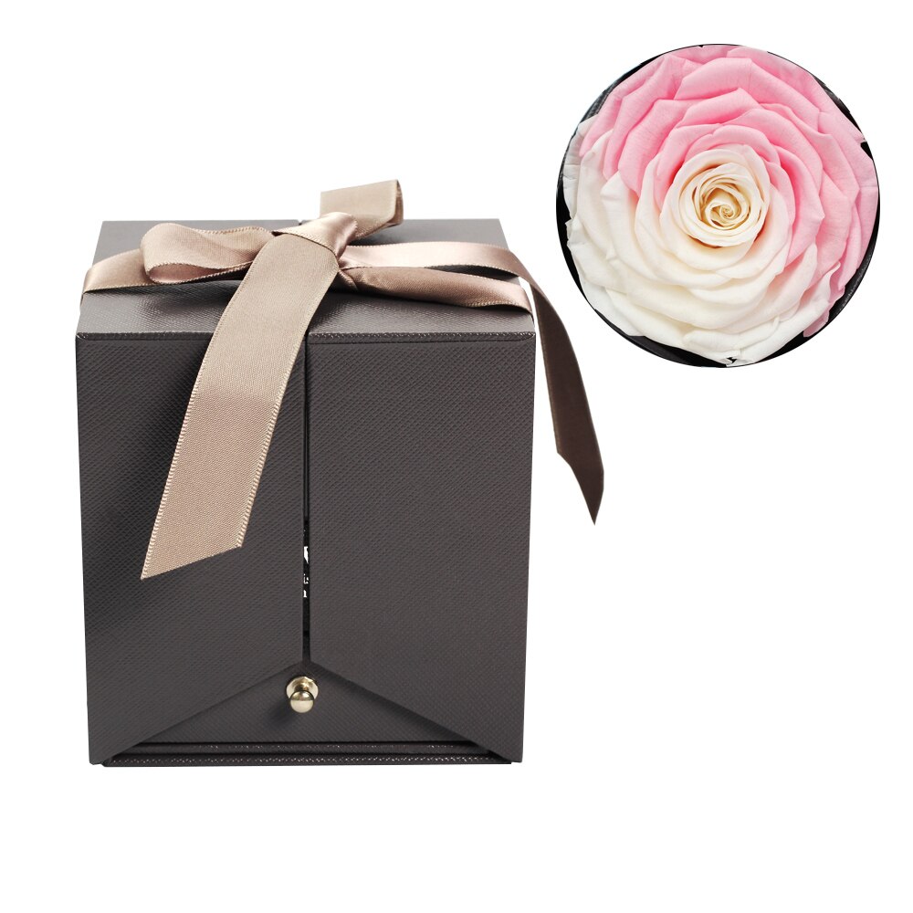 Caja de joyería de 6-9cm para mujer, Rosa eterna para de San Valentín, boda, Navidad, decoración del hogar, caja de embalaje de La Bella y La Bestia: E17 big flower