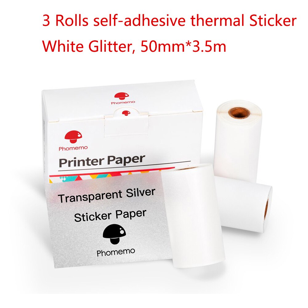 Phomemo – Papier thermique auto-adhésif, étiquette autocollante imprimable, pour imprimante M02/M02S/M02Pro, Papier Photo: WH Glitter Sticker