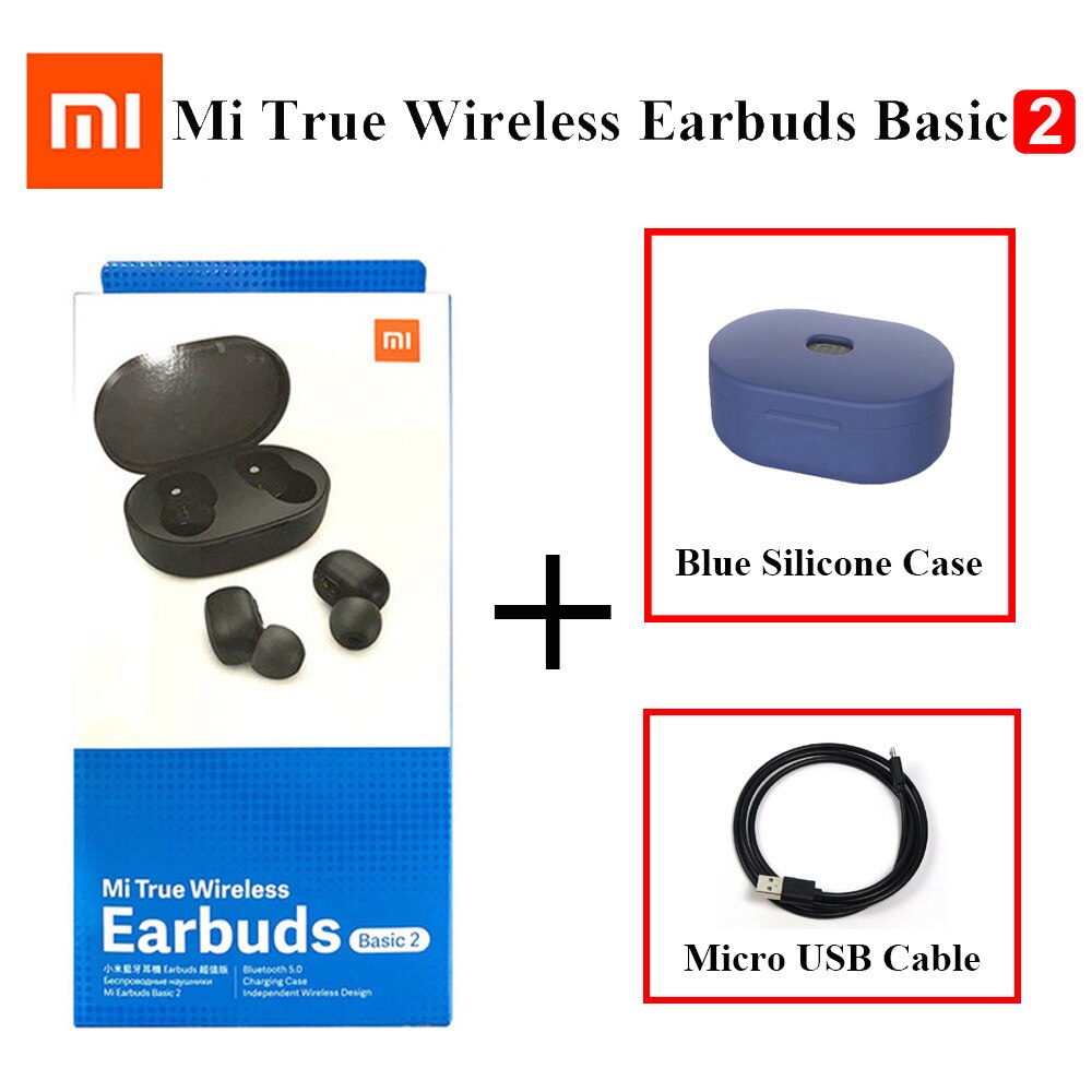 Xiaomi-auriculares Airdots 2 TWS versión Global, auriculares inalámbricos originales con Bluetooth 5,0, auriculares estéreo Mi True Wireless 2, TWSEJ061LS: Add USB Dark Blue