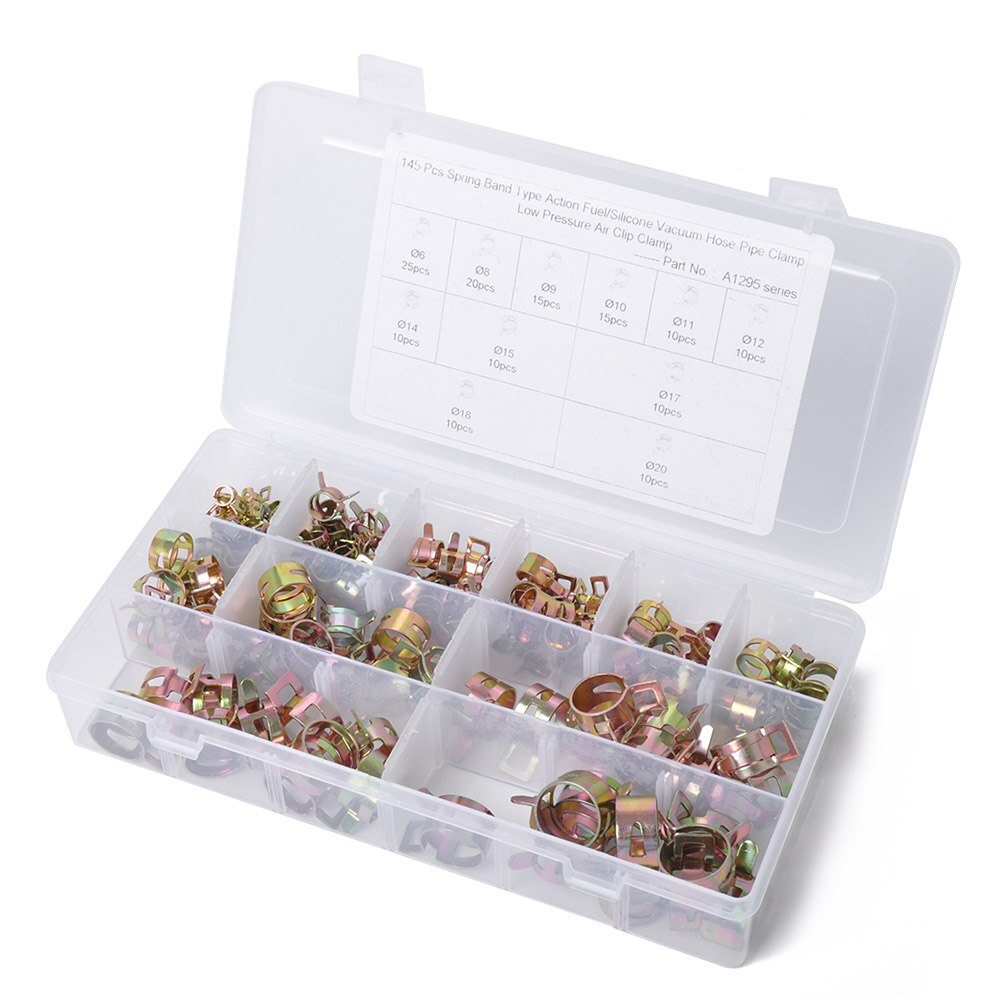 6-22mm veerband brandstof vacuüm slang pijpklem 145 stuks 11 maten siliconen