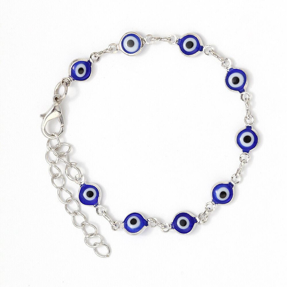 Meibeads legering blå/lyseblå onde øje lucky eye perlekæde armbånd til kvinder smykker charms armbånd  ey153
