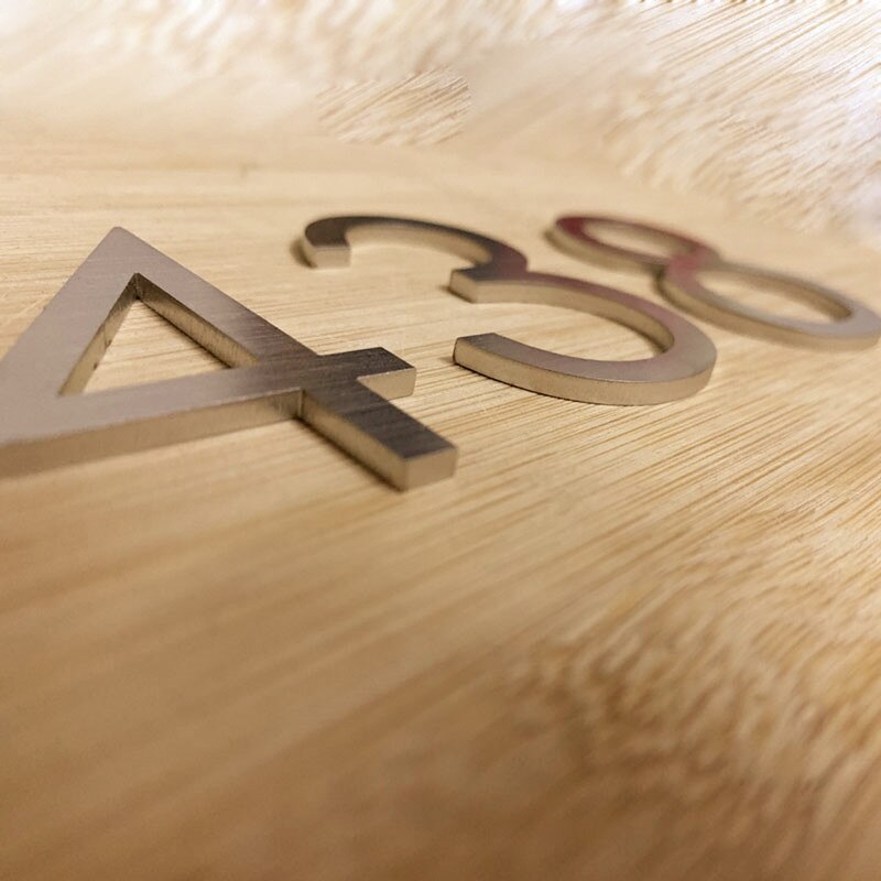 60mm Stainless Steel Self Adhesive House Number Sticker Metal Doorplate Home Door Plaque Numbers Sign For Mailbox Street Numbers
