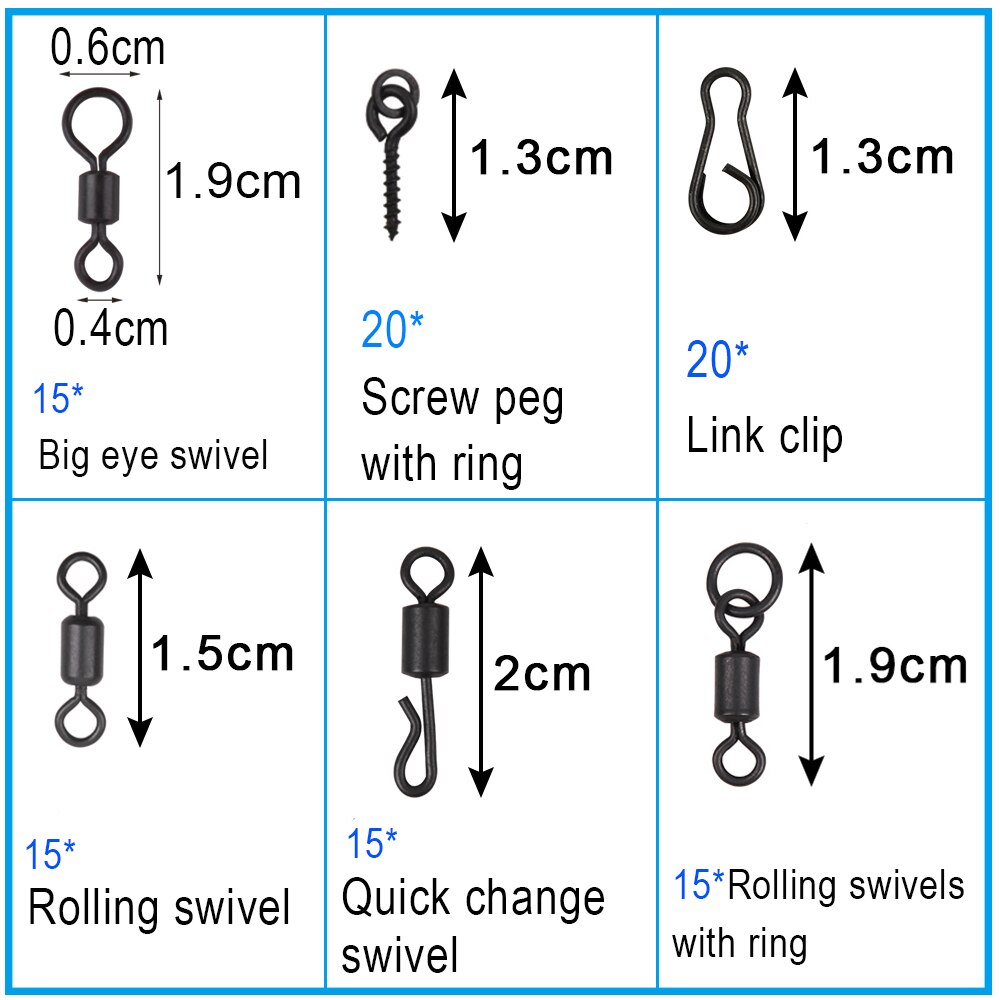 100Pcs Karper Visgerei Set Matt Quick Change Rolling Wartels Link Clips Met Ring Boilies Aas Schroef Karper Vis accessoires