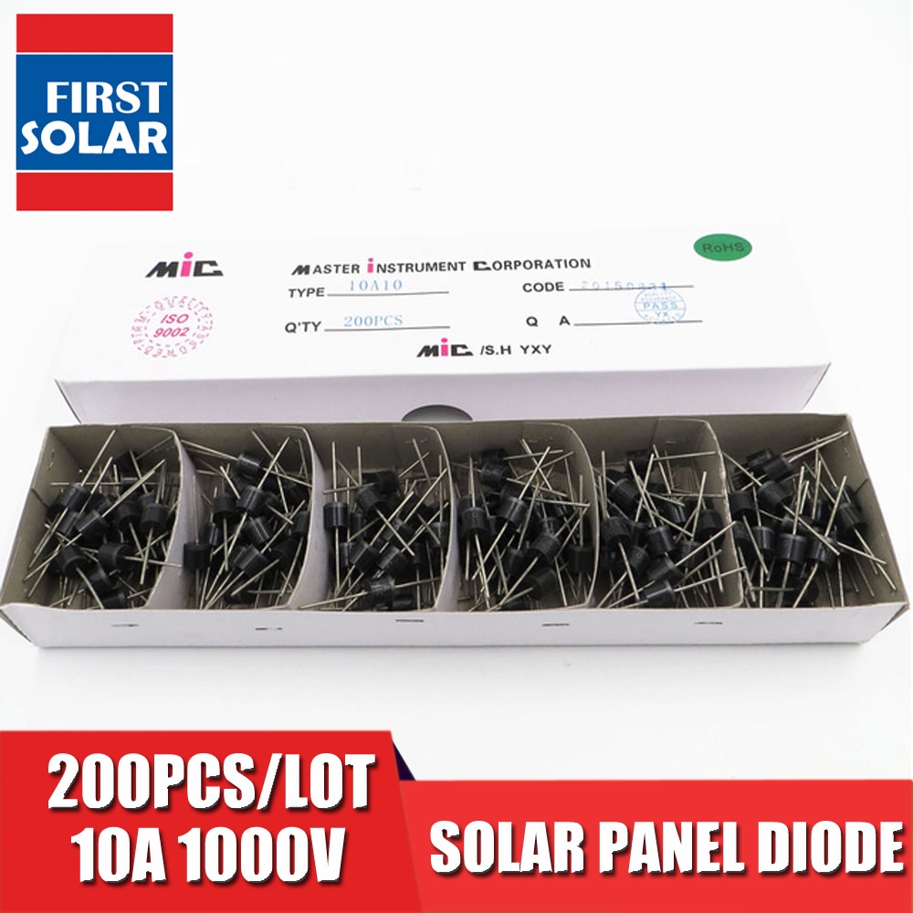 200 stücke x MIC 10A10 Diode 10A 1000V schottky barriere dioden Gleichrichter für Solar- Zellen pv Tafel DIY