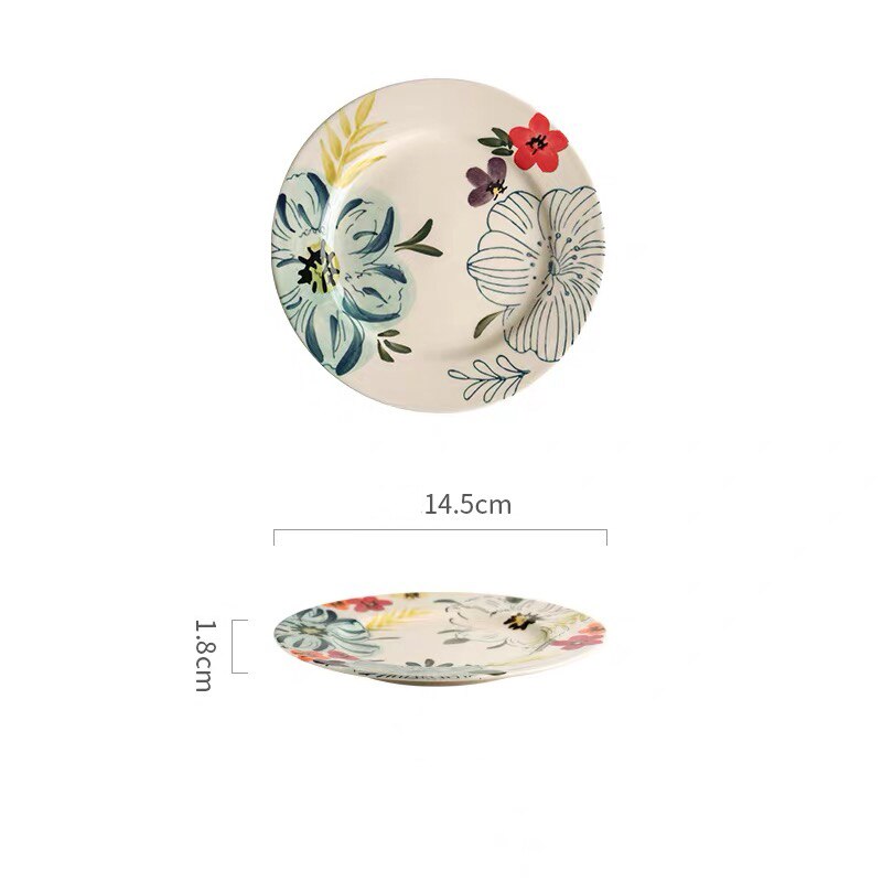Flower Blooming Ceramic Dinnerware Set Personality Bowl Fish Plate Saucer 6/8/10 Inch Plate Double Ear Noodle Soup Bowl: 6inch plate