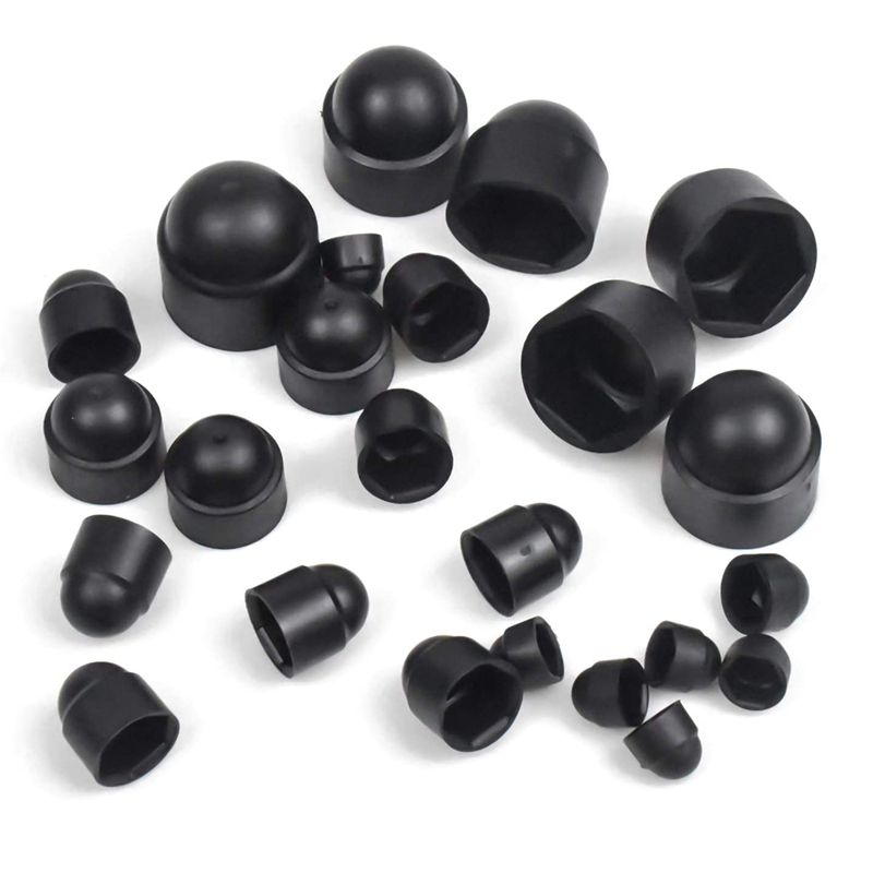 145 Pcs Bolt Dome Cover Caps Nut Protection Cover Cap Black Plastic Nut and Bolt Cover Hexagon Black Dome Bolt Nut