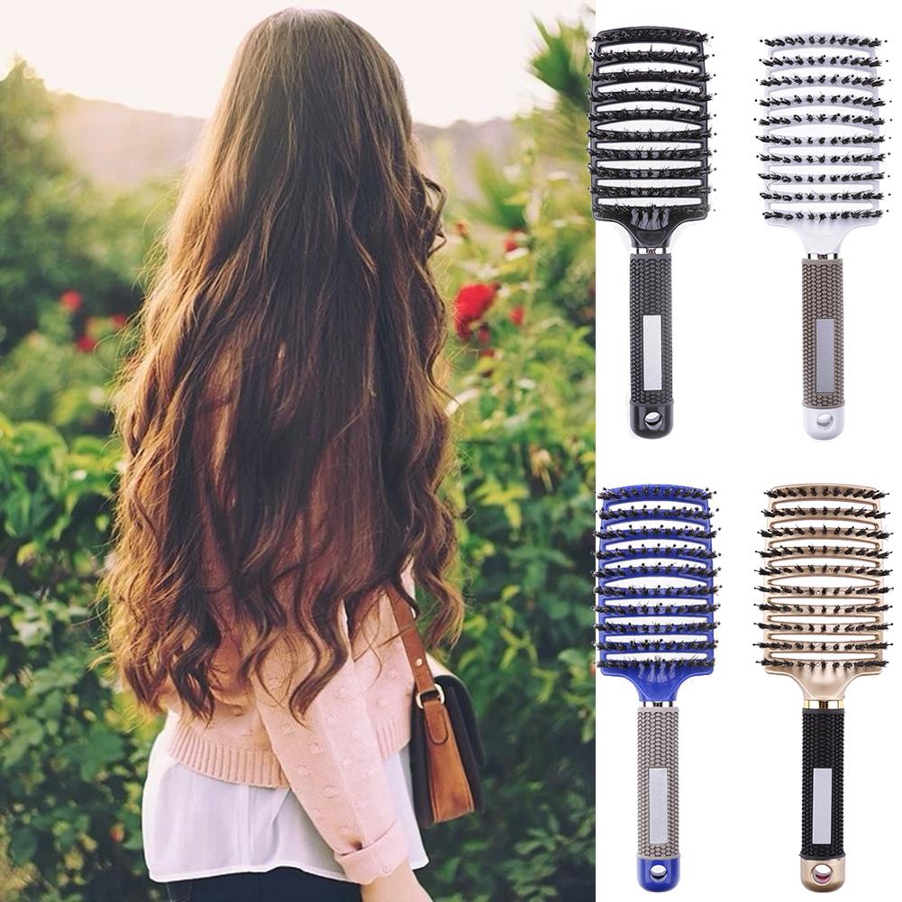 Meisjes Haar Hoofdhuid Massage Kam Haarborstel Varkenshaar Nylon Vrouwen Nat Krullend Ontwarren Haar Borstel Voor Salon Kappers Styling Tools