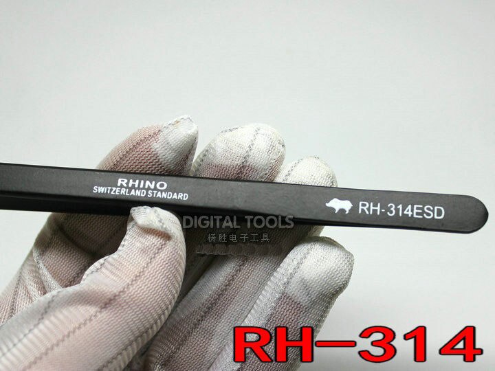 Japan RHINO RH-314 ESD Tweezers Anti-static High-precision Super Hard For Repairing Watch or Mobile Clamping Small objects