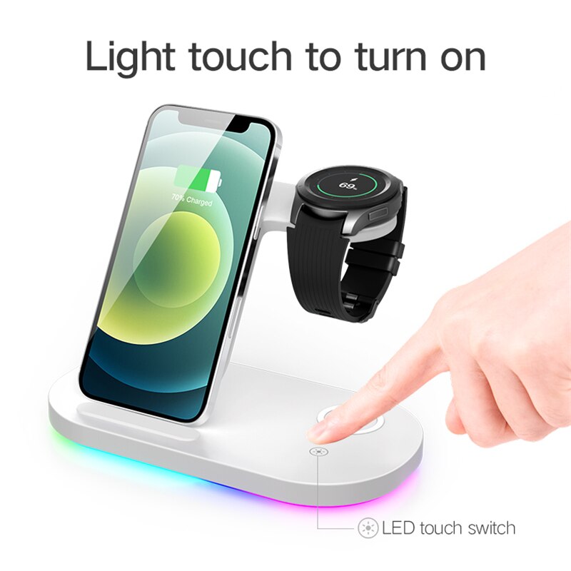 3 In 1 Wireless Chargers Station 15W Fast Charging for Samsung Z Fold3 Z Flip3 S21 S20 Galaxy Watch 4 3 Active 2 Gear S3 S4 Buds