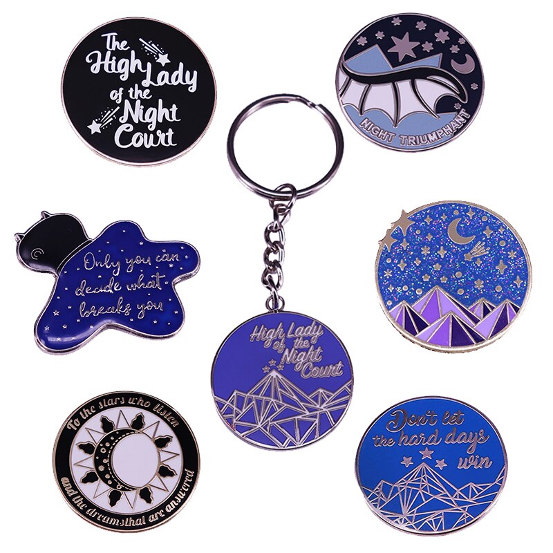 ACOMAF ACOTAR Nacht Gericht brosche Lassen Sie Sich nicht sterben Harte Tage Sieg Zu sterben Sterne, sterben Hören HighLady Nacht Triumphalen Stift keychain