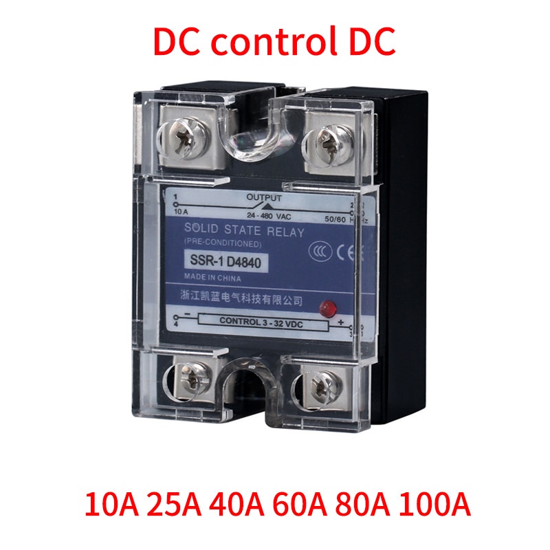 Ssr -10dd 25dd 40dd 80a 100a ssr enfase likestrømkontroll  dc 3-32 vdc  til 220 vdc 600v 10a 25a 40a dd fast stat relé