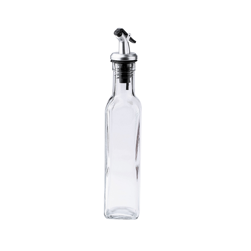 150/250/500ml gennemsigtig glas olivenolieflaske lækagesikker køkken krydderi sojasovs eddike tryk type cruet grillflaske: 250ml
