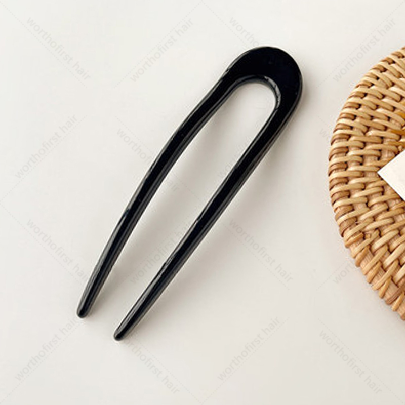 Women Hairpin Simple U Shape Plastic Hair Sticks Sweet Hair Holder Clips Headband Hair Accessories: black