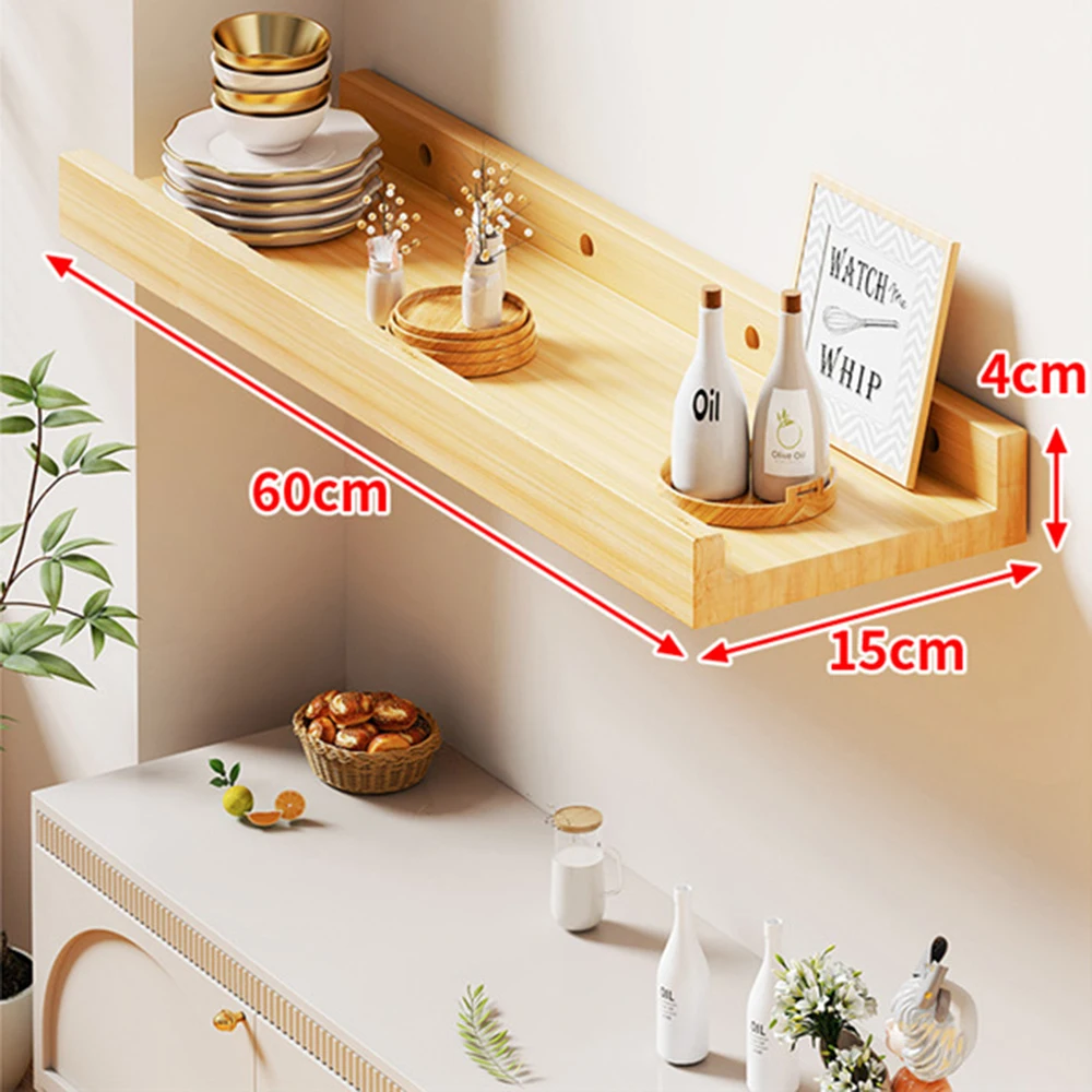 60cm vægmonterede hylder vægopbevaringsstativ træskillevæg displaystativ til hjemmet stue enkelt moderne laminat sorteringsstativ: Grøn