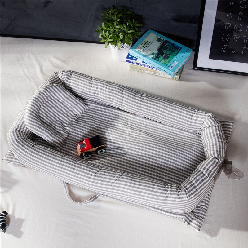 Baby Kinderbox Bed Baby Wieg Pasgeborenen Reizen Babybedjes Gestreepte Gedrukt Kind Lounger Opvouwbare Draagbare Kinderen Katoen Cradle Kid: 3