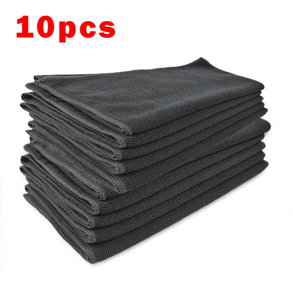 Chiffon de nettoyage de voiture en microfibre, 10 pièces, noir, sec, économique, domestique