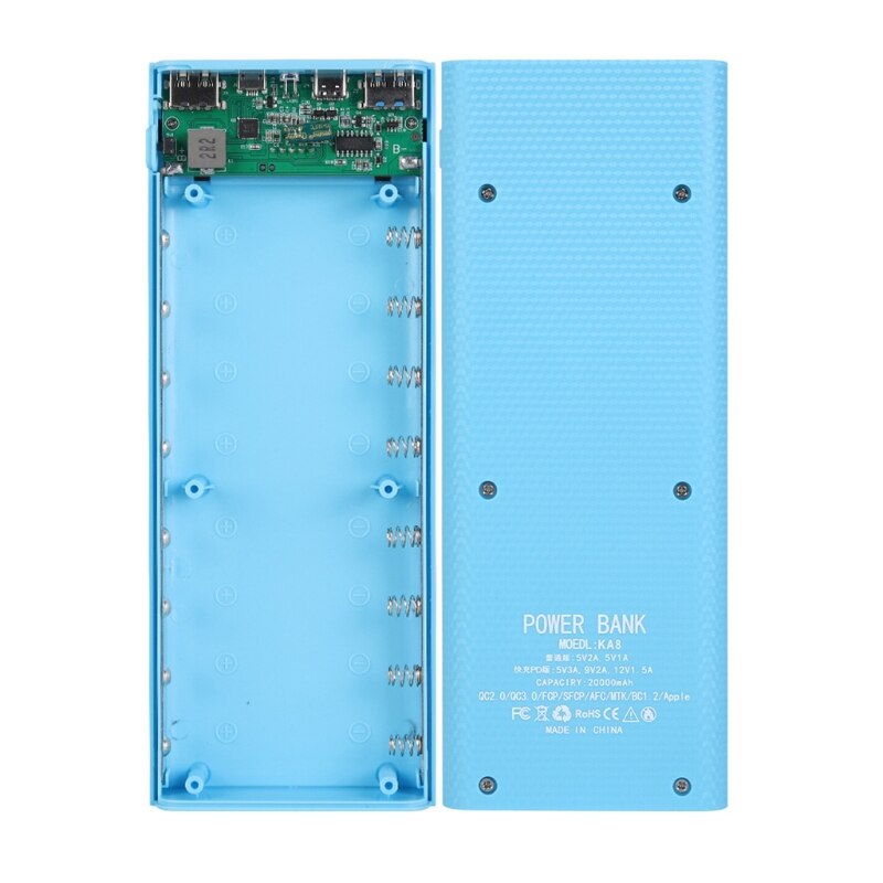 Afneembare QC3.0 Dual Usb Lcd-scherm Diy 8X18650 Batterij Case Powerbank Shell Draagbare Externe Box Powerbank Protector