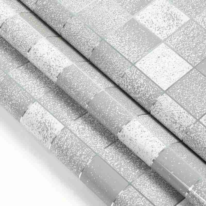 Waterproof Scrub Mosaic Wall Tile Stickers Kitchen Self Aluminum Wall Paper Adhesive Foil Bathroom Oil-proof Wallpaper U5T3