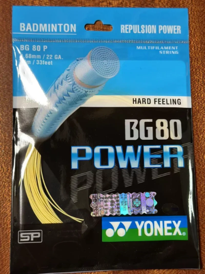 YONEX Badminton Racket String BG80 Power (0.68mm) Endurance High Elastic Training Competition Badminton String: Yellow
