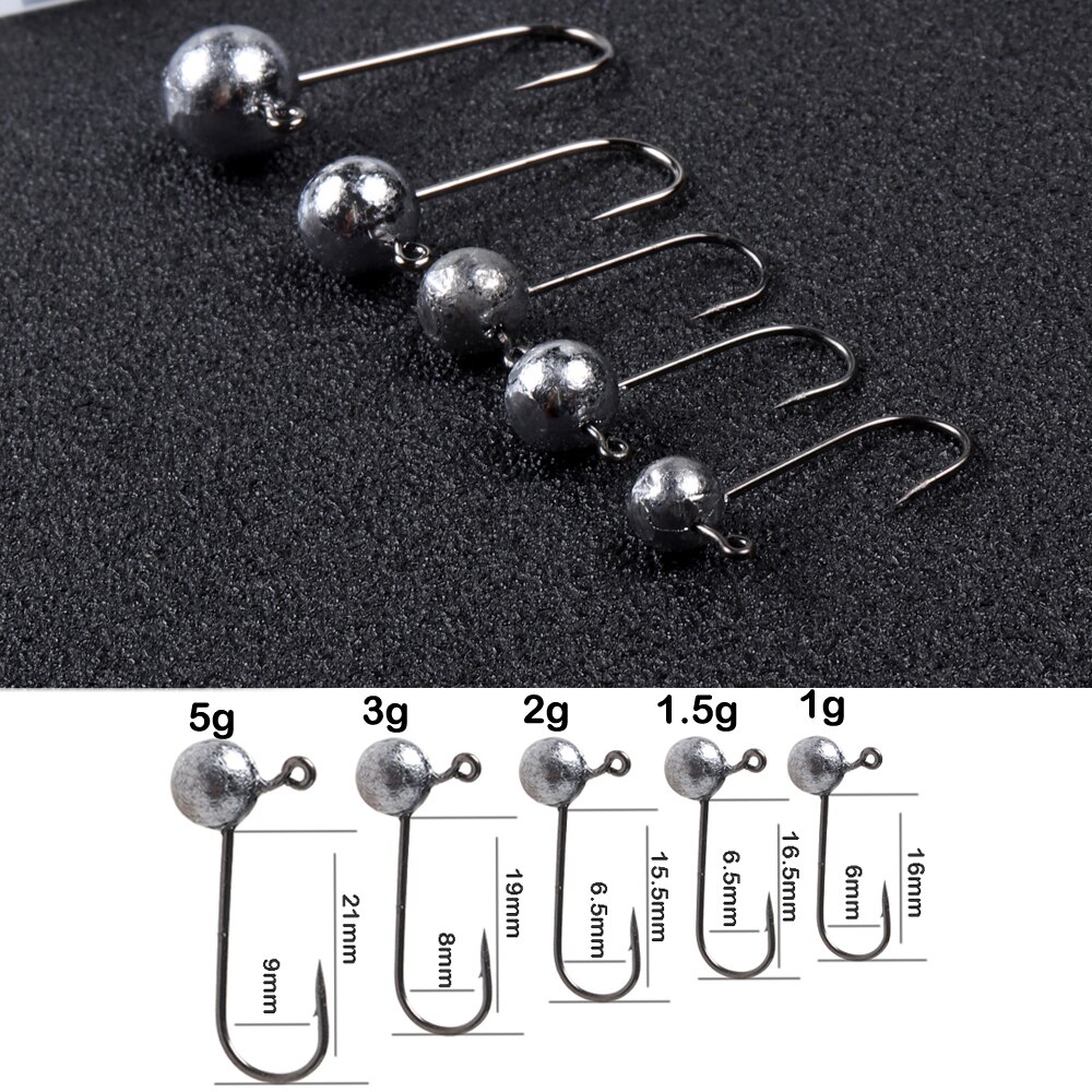 1Box Mixed Weight Jig Head Hook Set Exposed Lead Jig Hooks Crank Jig Head Hook for Carp Fishing Lure Soft Worm
