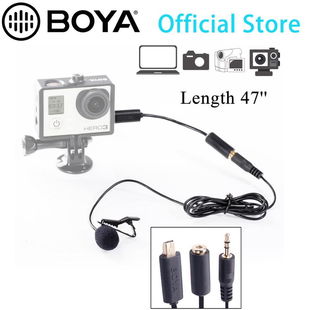 Boya BY-LM20 Lavalier Clip-On Omnidirectionele Condensator Microfoon Voor Gopro HERO3 HERO3 + & HERO4 Zwart Wit & Zilver edities