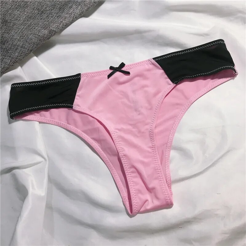 Bragas rosadas para chicas jóvenes, bragas de seda de leche para mujeres, bragas sexis de cintura baja, braguitas a juego, bragas para mujeres: Rosa / S35-45kg