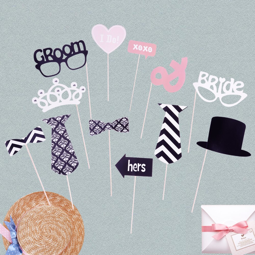12pcs Wedding Party Decoration Photo Booth Props Photobooth Kits