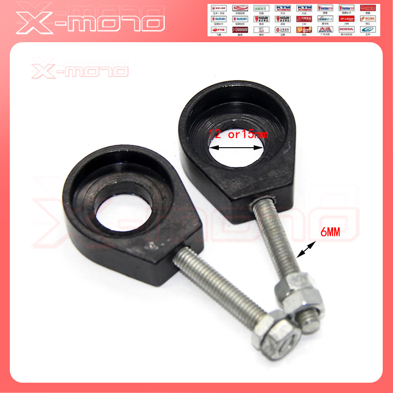 110cc 125cc 140cc aluminium kedjespännare justerare smutscykel grop atv motorcykel skoter 12mm or 15mm bakhjul axelhål