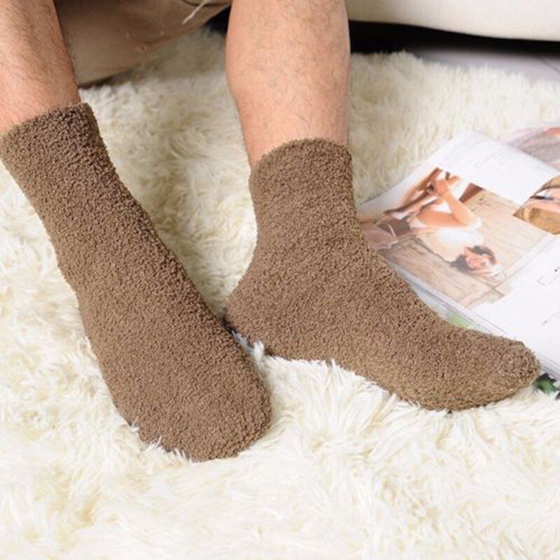 Fluffy Super Cozy Cashmere Velvet Soft Socks Thicken Winter Warm Bed Floor Home Slipper Sock Men Women Unisex: Coffee
