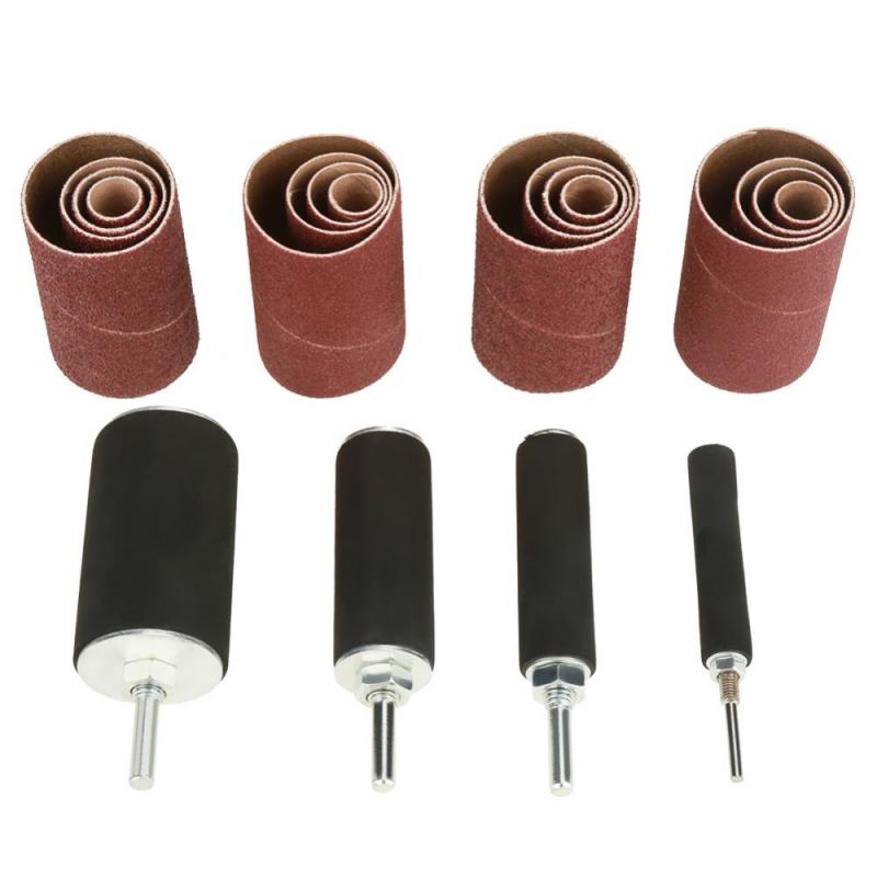 20pcs/set Sanding Drum Set Drum Sander Kit Including Abrasive Sleeves Drum Rubber Mandrels for Drill Press Woodworking Kit