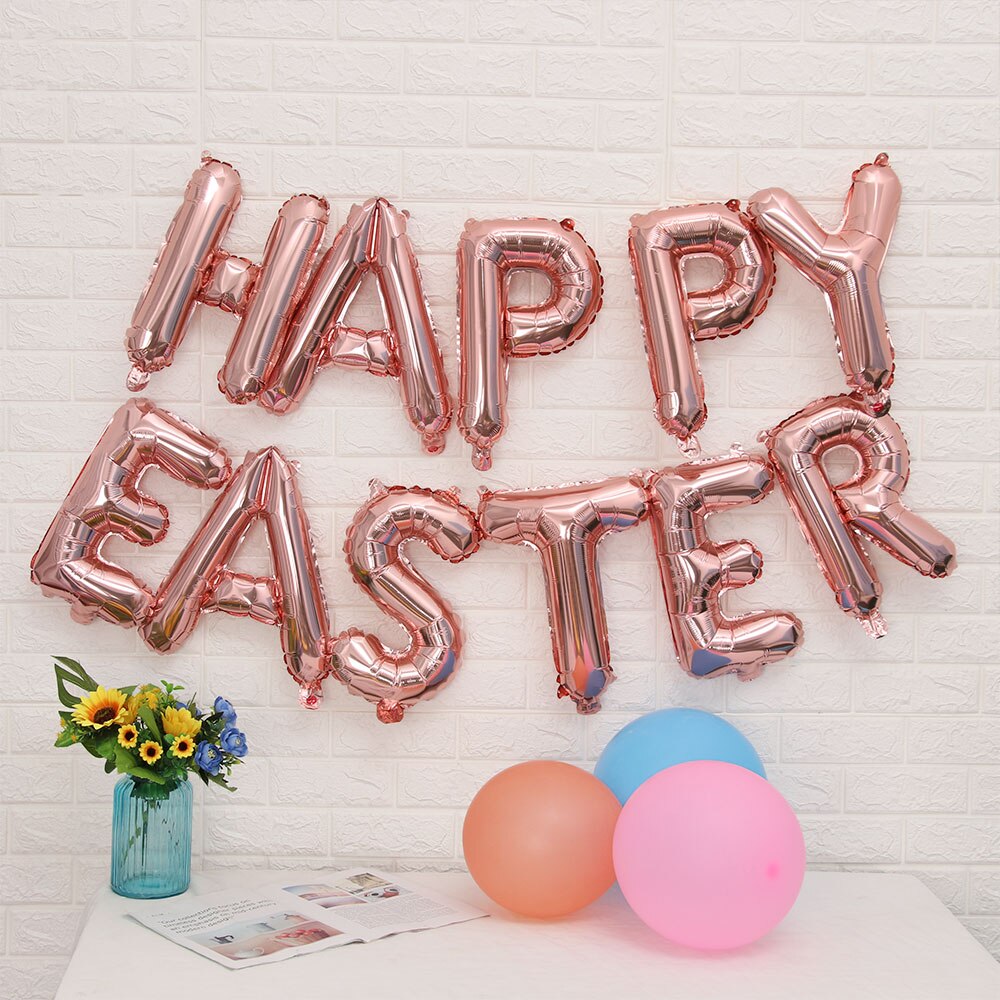 11Pcs Happy Easter Foil Balloons Air Helium Balloon Happy Easter Letter Kids Balloons Globos Easter Party Decoration Supplies
