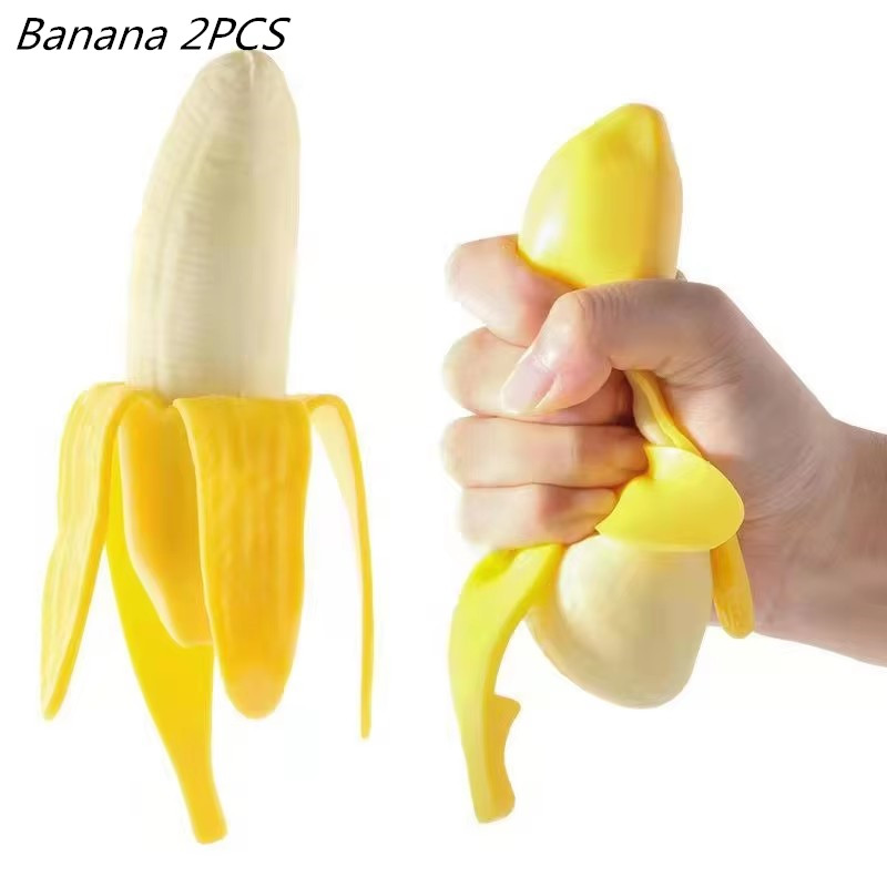 Bolas antiestrés blandas de fruta bonita, juguete sensorial para apretar, juguete de mano para aliviar el estrés, plátano antiansiedad, juguete elástico de crecimiento lento: Amarillo albaricoque