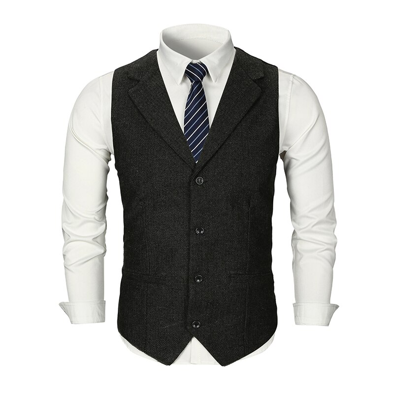 Yunclos herrväst i ylle kostym enkelknäppt bröllop brudgum slim fit herrväst väst väst affärsformell väst
