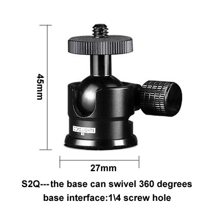 base rotate 360 degrees mini tripod ball head camera monitor 360° adjustable 1\4 screw damping panorama ballhead DSLR cellphone: S2Q 1 4 screw hole