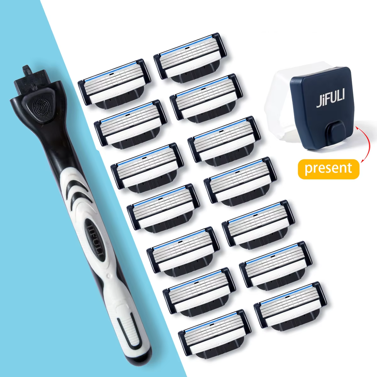 Cuchilla de afeitar de seguridad para hombre de , cartuchos de afeitado de acero inoxidable alemán de 4 capas, Compatible con afeitadora Mach 3, hoja reemplazable