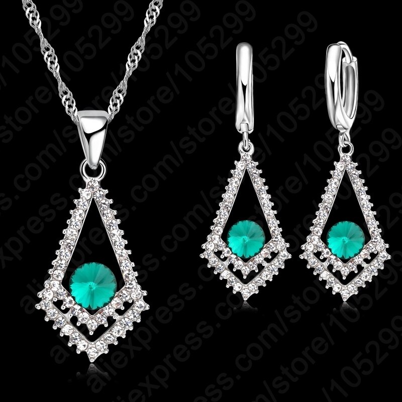 Prachtige Grote Blauwe Cz Steen Zwaard 925 Sterling Zilveren Sieraden Sets Voor Zoete Vrouw Meisjes Beste Anniversary: Model 61