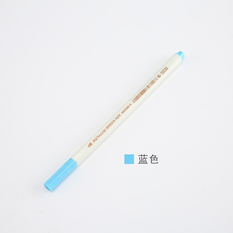 STA Metallic Colorful Brush Marker Pens 10 Colors Available Paint Pens for Decoration Photo Album Note book 1 Piece: Blue