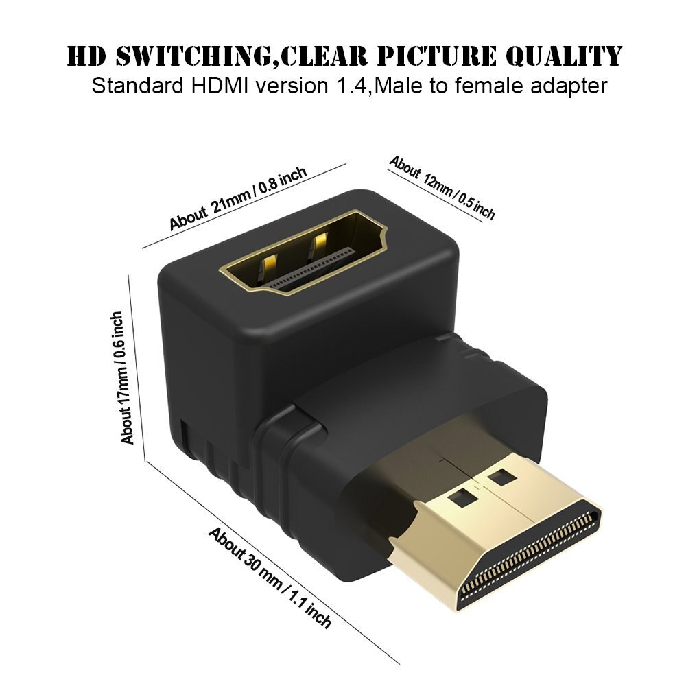 2 PZ/LOTTO HDMI Maschio a HDMI Femmina Convertitore Dell&#39;adattatore del Cavo Extender 90 Gradi Angolo