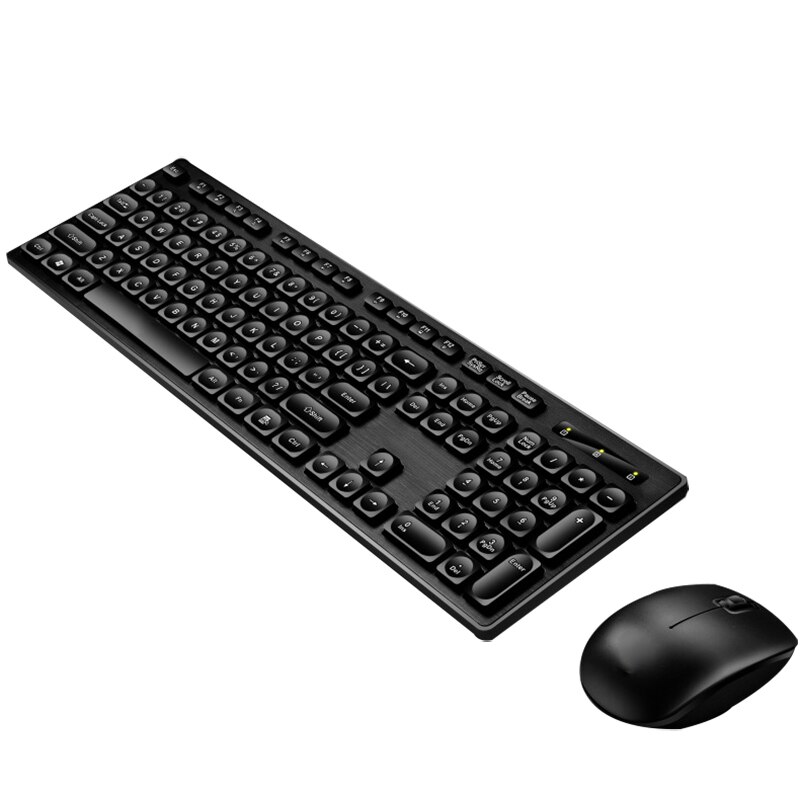 Wireless Office Keyboard And Mouse Set Only One USB Control 104-Key 2.4GHz Multi-System Compatible Wireless Keyboard: Black